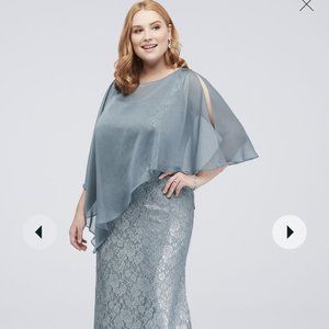 Ignite plus size 18w lace plus size sheath with asymmetrical capelet